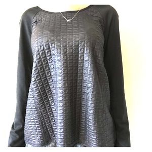 Vera Wang LS Blouse/Shirt with faux leather Torso
